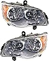 Evan-Fischer Headlight Set Compatible with 2011-2019 Dodge Grand Caravan 2008-2016 Chrysler Town and Country Left Driver and Right Passenger Side Halogen With bulb(s)