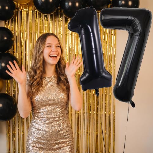 Image of YPSelected 32 Inch Large Foil Helium Number Balloon Birthday Wedding Party 0-9 (Black, 7)