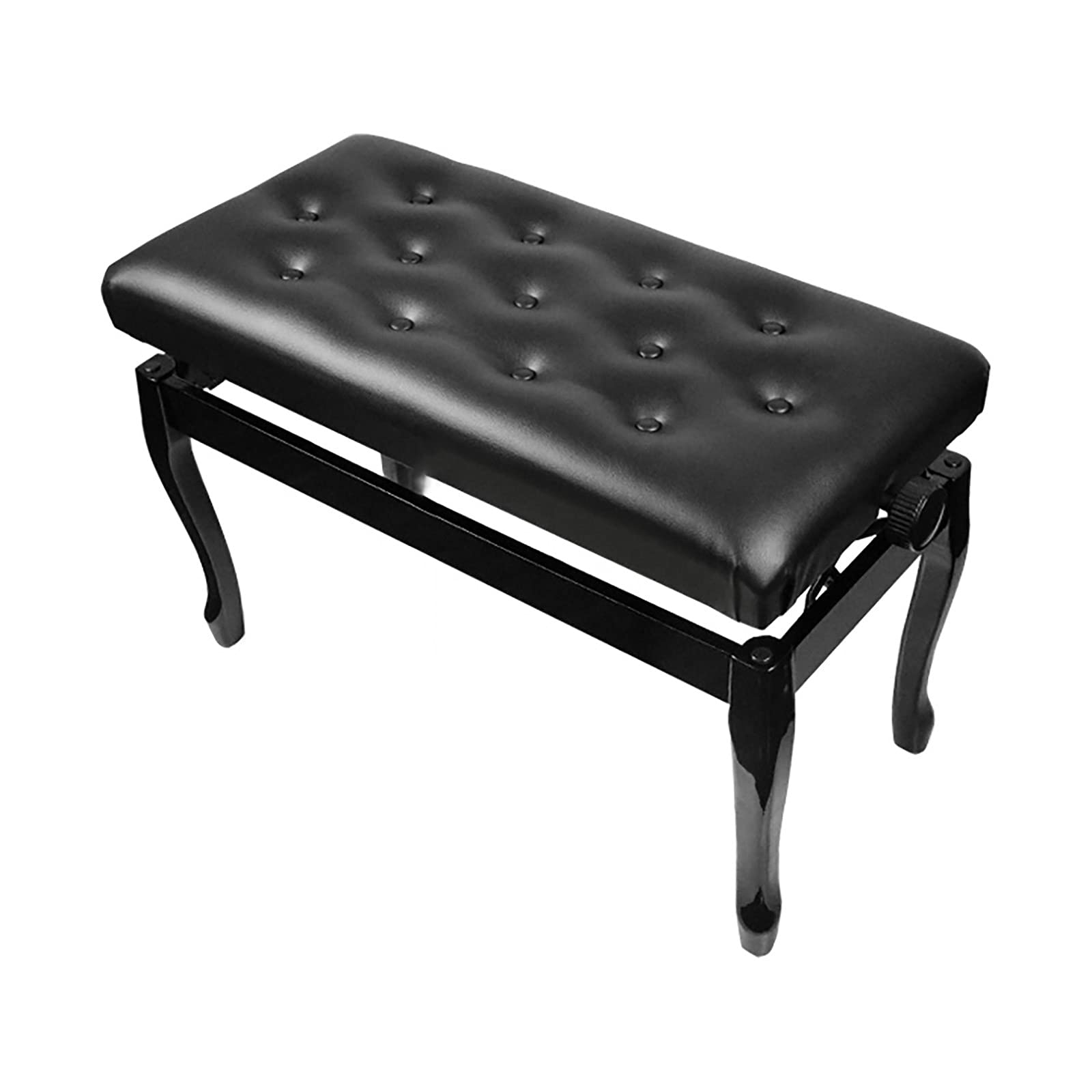 SDdPulse Taburete de piano ajustable de madera con asiento grueso de piel sintética, apto para práctica musical, altura: 48 ~ 58 cm, color negro