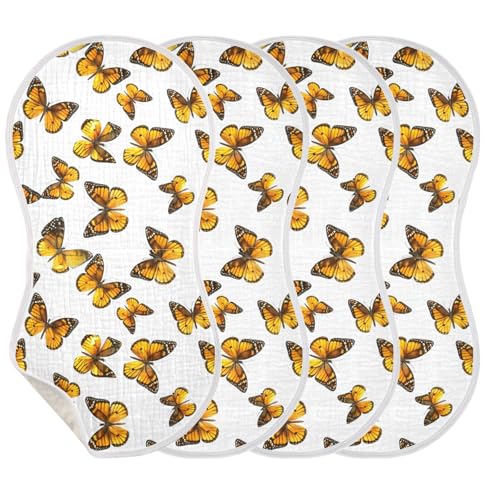 Butterflies Baby Burp Cloths for Boys and Girls, Soft Muslin Spit Up Towels, 22"x11" Newborn Essentials for Feeding and Drooling, 2 Pack3