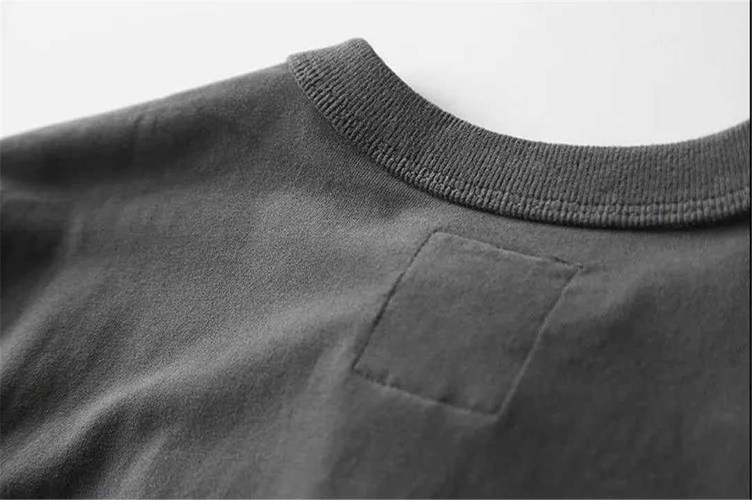 Vogrtcc Camiseta de manga corta con cuello Henry para hombre, algodón lavado, estilo casual