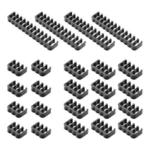 Ztolbriy Peines de Cable 24 Unidades, Organizador de Cables Profesional con Portacables y Clips, Compatible con 24/8/6 Pines para PC (Negro)