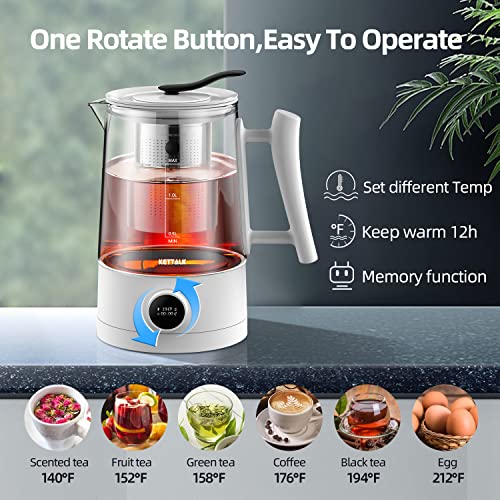 Electric Tea Kettle, Electric Kettle With Led Indicator,Smart Temperature Control Hot Water Kettle With Removable Infuser, Bpa-Free Tea Maker Auto Shut-Off & Boil Dry Protection,Keep Warm 12H #TOP1