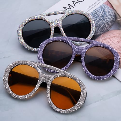 ICARA Oversized Double BridgesSunglasses Womens Luxury Diamond Rhinestones Bling Fashion Big Frame Sun Glasses4