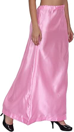 Generic Women Saree Satin Underskirt Petticoat Long Skirt Adjustable ...