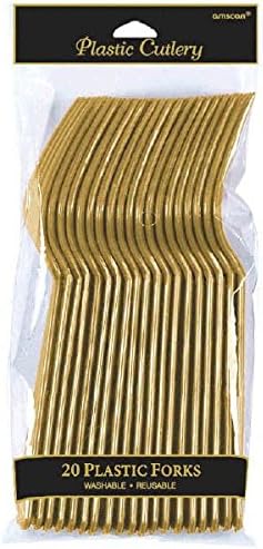 Elegant Gold Plastic Fork (Pack Of 20) - Eco-Friendly, Durable & Eye-catching, Perfect For Parties & Events