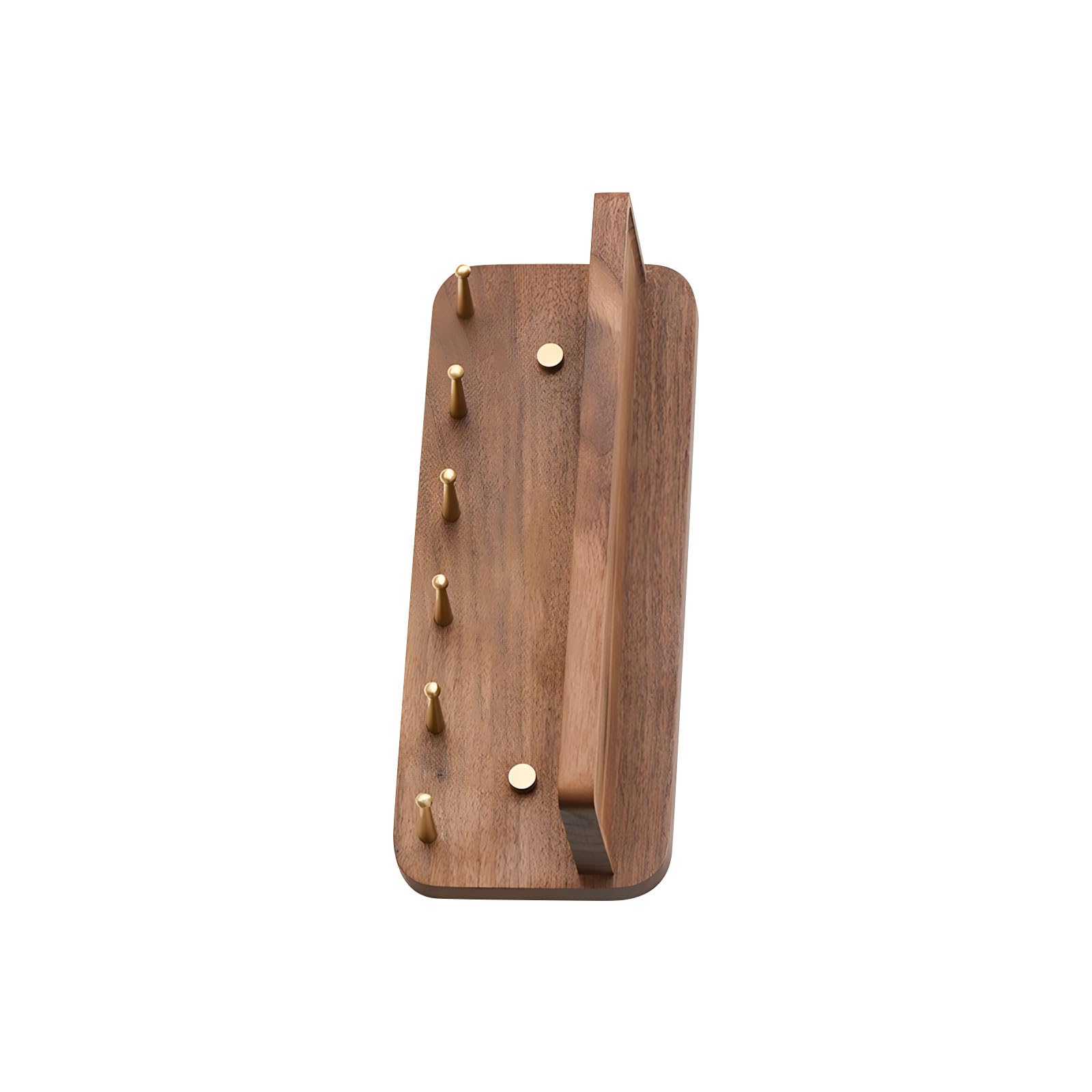 Piceioep Modern Wall Hanger with 6 Brass Hooks and Wooden Shelf for Home Organization Wall Mounted Planner