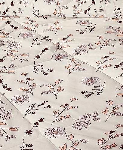 Image of BSB HOME 2nd Gen 220 GSM Microfiber Reversible AC Comforter /Blanket for Winter /Quilt /Duvets for King Size Double Bed (230X250 cm, Floral Off White)