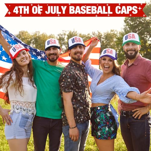Image of Hercicy 10 Pcs 4th of July Hats American Flag Hat Patriotic Hat Bulk 250th Anniversary USA Mesh Trucker Caps for Men Women