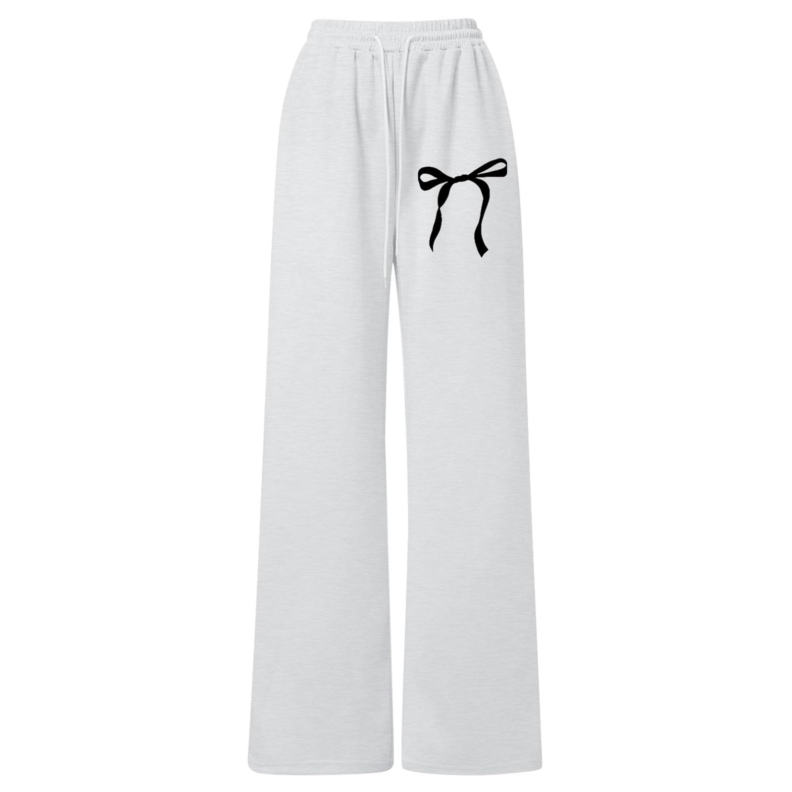 Generisch 2025 Baggy Pantalon de jogging avec nœud pour fille Pantalon de sport léger avec jambe droite et poches