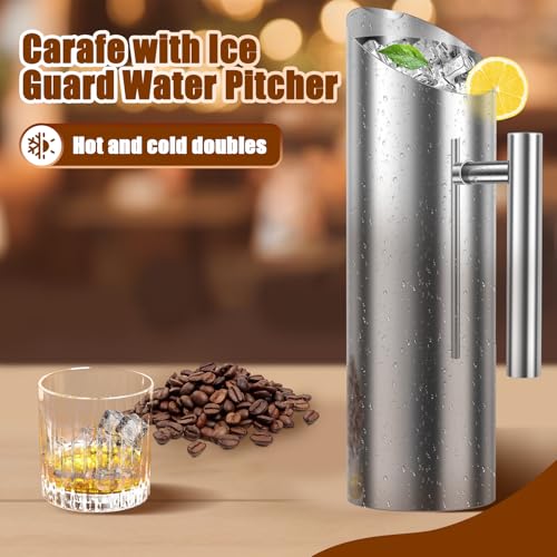 Stainless Steel Water Pitcher Jug 2l Copper Water Pitcher carafe with Handle & Ice Guard Cold Drinking Pitcher Rustproof Pitcher Container for Milk Juice Iced Tea at Home or Hotel(2L) - Image 4