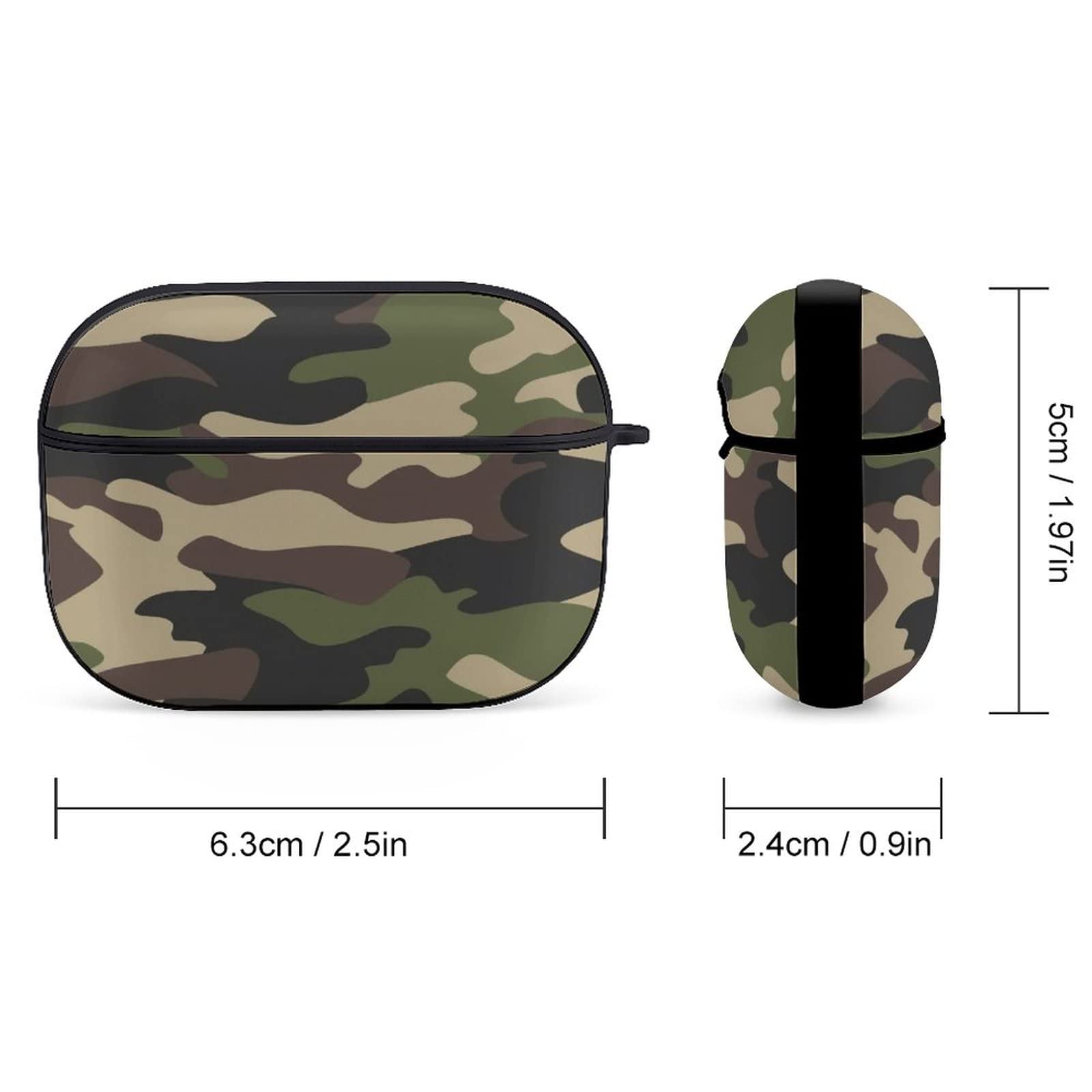 AirPods ケース　第1世代　第2世代　カモフラ柄　カラビナ付き AirPods 第1/2世代用 ケース カラビナつき 保護ケース 迷彩