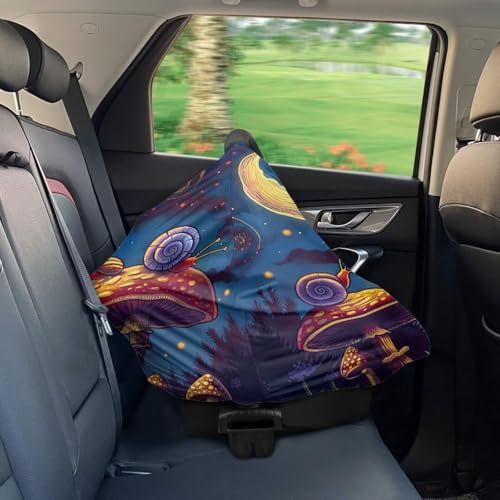 Image of ZFRXIGN Mushroom Car Seat Covers for Babies Boy Girl Stretchy Nursing Cover for Breastfeeding Carseat Covers Canopy Shopping Cart Cover for Travel Moon Night Snail