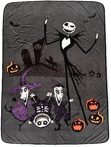 Jay Franco Disney Nightmare Before Christmas Up to No Good Plush Blanket – Measures 60 x 90, Kids Bedding – Super Soft Fleece Bedding