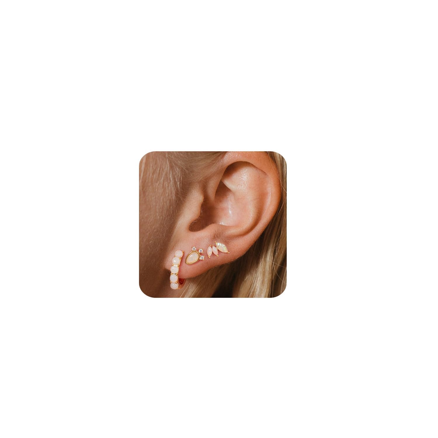 Kenivira 3 Pares Pequeños Pendientes de Oro para Mujeres18K Chapado en Oro Juego de Pendientes de Aros y Pendientes de Stud Hipoalergénico Huggie Pendientes Pequeño Cartílago para Mujeres Niñas