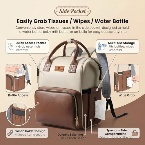 Image of StarAndDaisy Diaper Bag for Mothers for Travel - 27L Lightweight Waterproof Leatherite Diaper Bag /Baby Bag for Mother Travel with 15 Multi-Purpose Pockets & Quick Access Diaper Pocket
