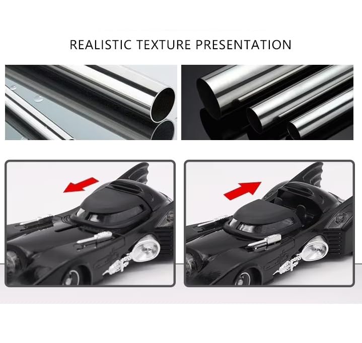 Image of Bat-Mobile Diecast Car - 1:36 Scale Alloy Superhero Vehicle with Light & Sound, Pull-Back Toy Car for Kids, Collectors & Movie Fans (2 Pack, Black)