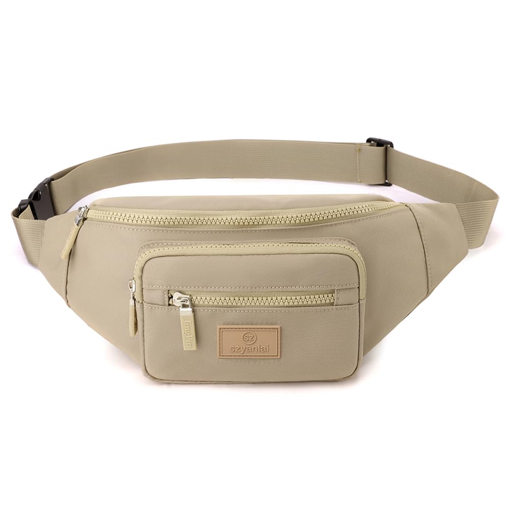 Bumbags for Ladies Bum Bag Fanny Pack Men Women Waist Pack Lightweight Adjustable for Running Walking Hiking Jogging (Khaki)