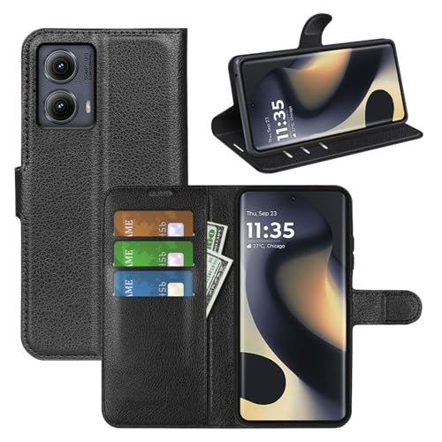 Étui à rabat pour Motorola Edge 2024 en similicuir PU de haute qualité noir