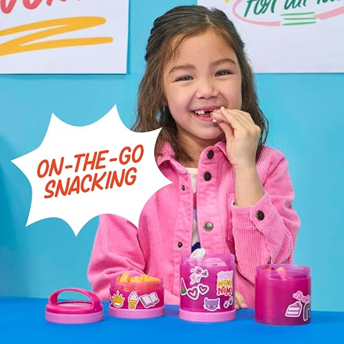 Image of Whiskware Stackable Snack Containers for Kids and Toddlers, 3 Stackable Snack Cups for School and Travel, Pink