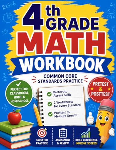 4th Grade Math Workbook: Common Core Standards Practice with Pret...