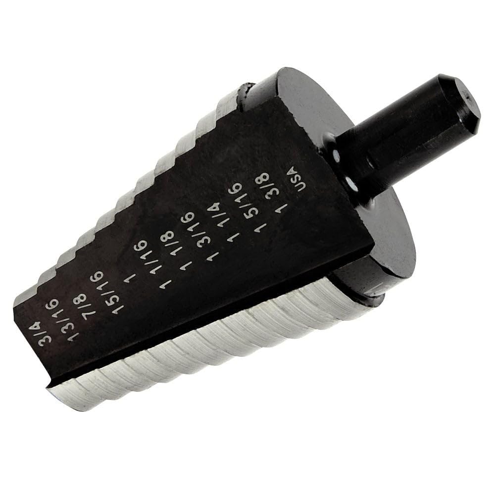 Irwin Tools IRWIN Unibit #21 13/16-Inch to 1-3/8-Inch Step-Drill Bit, 1/2-Inch Shank (10221), Black