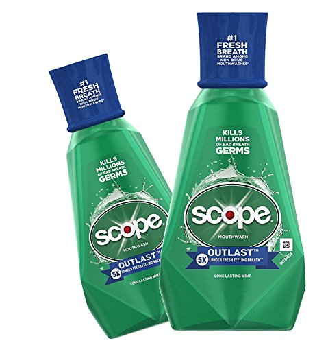 (2 Pack) Scope Mouthwash, Outlast, Long Lasting Mint, 33.8 oz. ea.