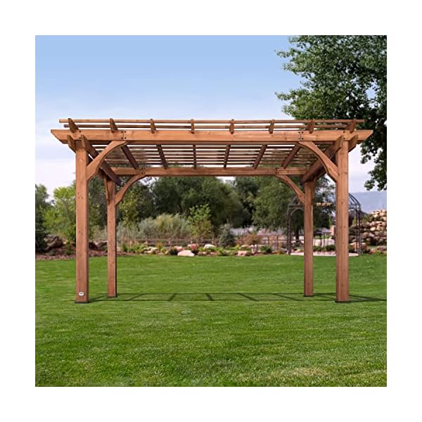 Backyard Discovery 14x10 ft All Cedar Wood Pergola, Durable, Quality Supported Structure, Snow and Wind Supported, Rot Resistant, Backyard, Deck, Garden, Patio, Outdoor Entertaining
