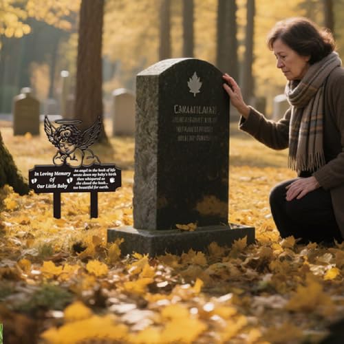 SUPERDANT Grabschmuck Wetterfest Baby Memory Metall Grabschmuck Winkel Baby Outdoor Dekor Tiere Metall Gartenstecker Dekorative Grab Deko Für Den Außenbereich Für Hof Rasen Terrasse