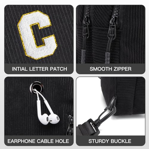 Image of Viverte Small Corduroy Sling Bag Initial Crossbody Bag Fanny Pack for Girls Personalized Birthday Gifts for Teen Girls Gifts