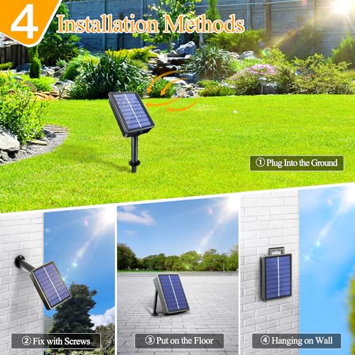 Ollny Solar String Lights Outdoor, 2 Pack Total 198FT 600LED Solar Fairy Lights, 8 Modes IP67 Waterproof Solar Lights for Outside Yard Garden Patio Camping Party(Cool White) - Thumbnail 6