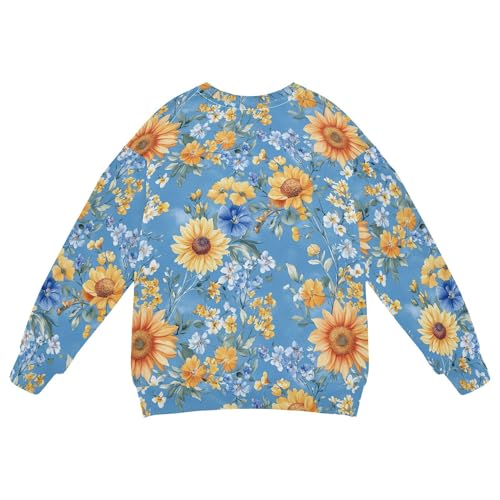JUNZAN Fall Flowers Sunflower Snapdragon Blue Kids Girls Pullover Hoodie Crewneck Boys Sweat Shirt Camping 4T2