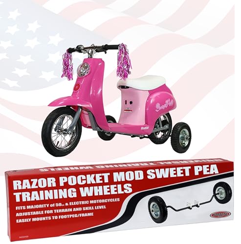 Image of Hardline Products USA Wheels for Tots Training Wheels for Razor Pocket Mod Scooter fits Sweet Pea, Euro, Bellezza, Petite, Betty, Sweet Pee, Vapor, Chrissy, Bistro, Kiki, Hot Mod & Lightshow