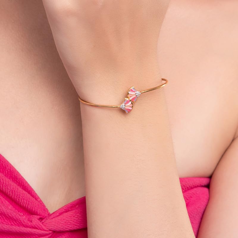 Image of Kisna 14 KT Fanfaire Yellow Gold Diamond Bangle For Women