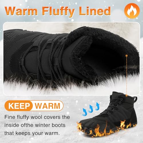 Womens Mens Barefoot Boots Shoes Minimalist Winter Snow Boots Warm Ankle Booties Zero Drop Sole Wide Toe Box Slip on Sneakers2
