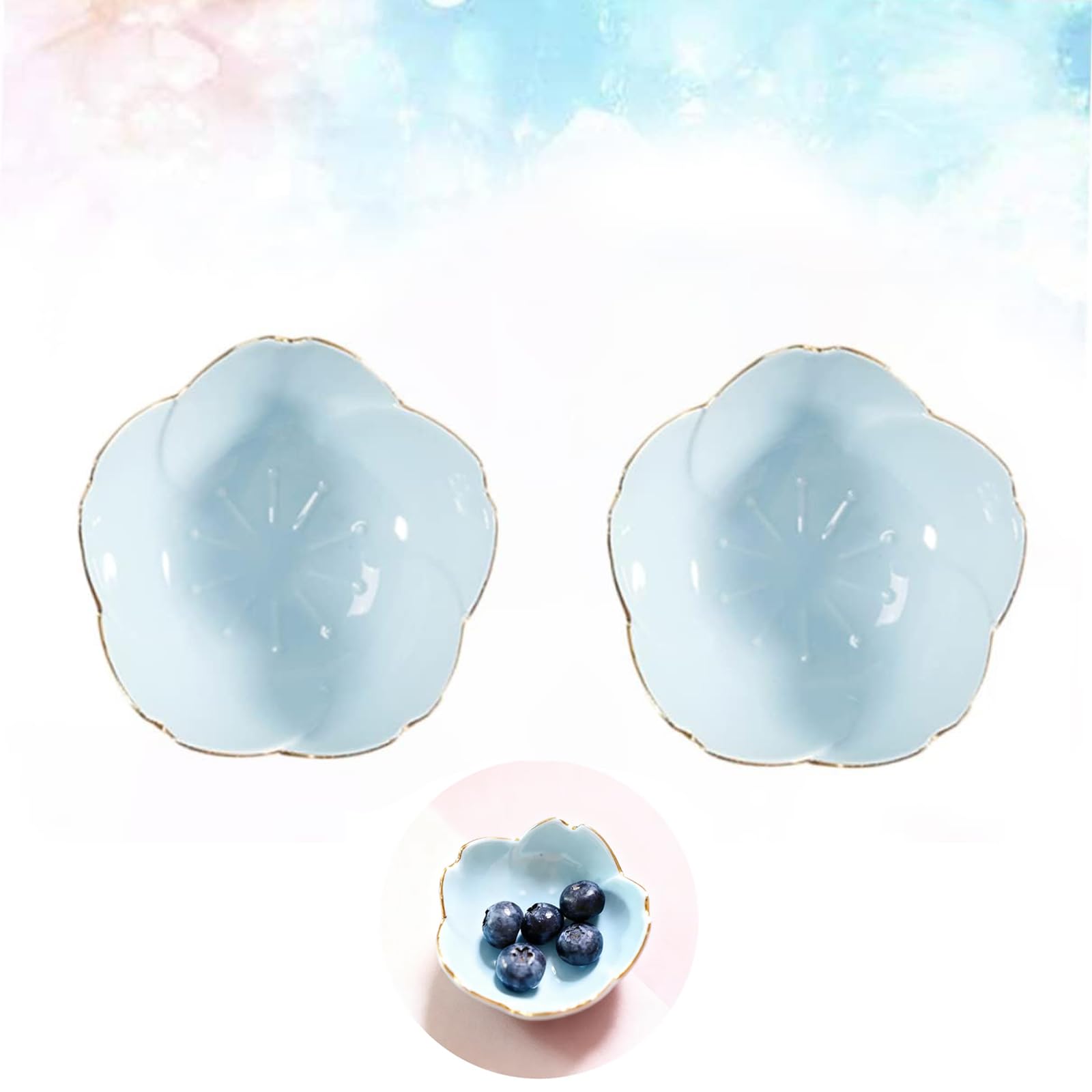 Lot De 4 Mini Bols à Trempette Fleurs En Céramique – Rose, Vert, Blanc, Bleu
