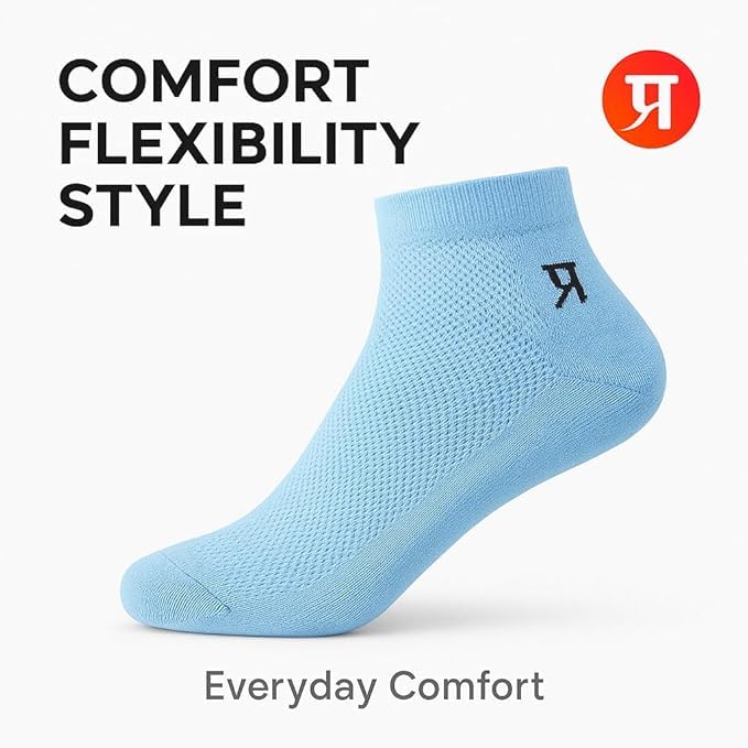 Image of PRASTHAN Sports Unisex Nylon Cotton Ankle Length Socks Made With Breathable Anti Odour & Moisture Absorbent Combed Cotton with a Extra Durable.