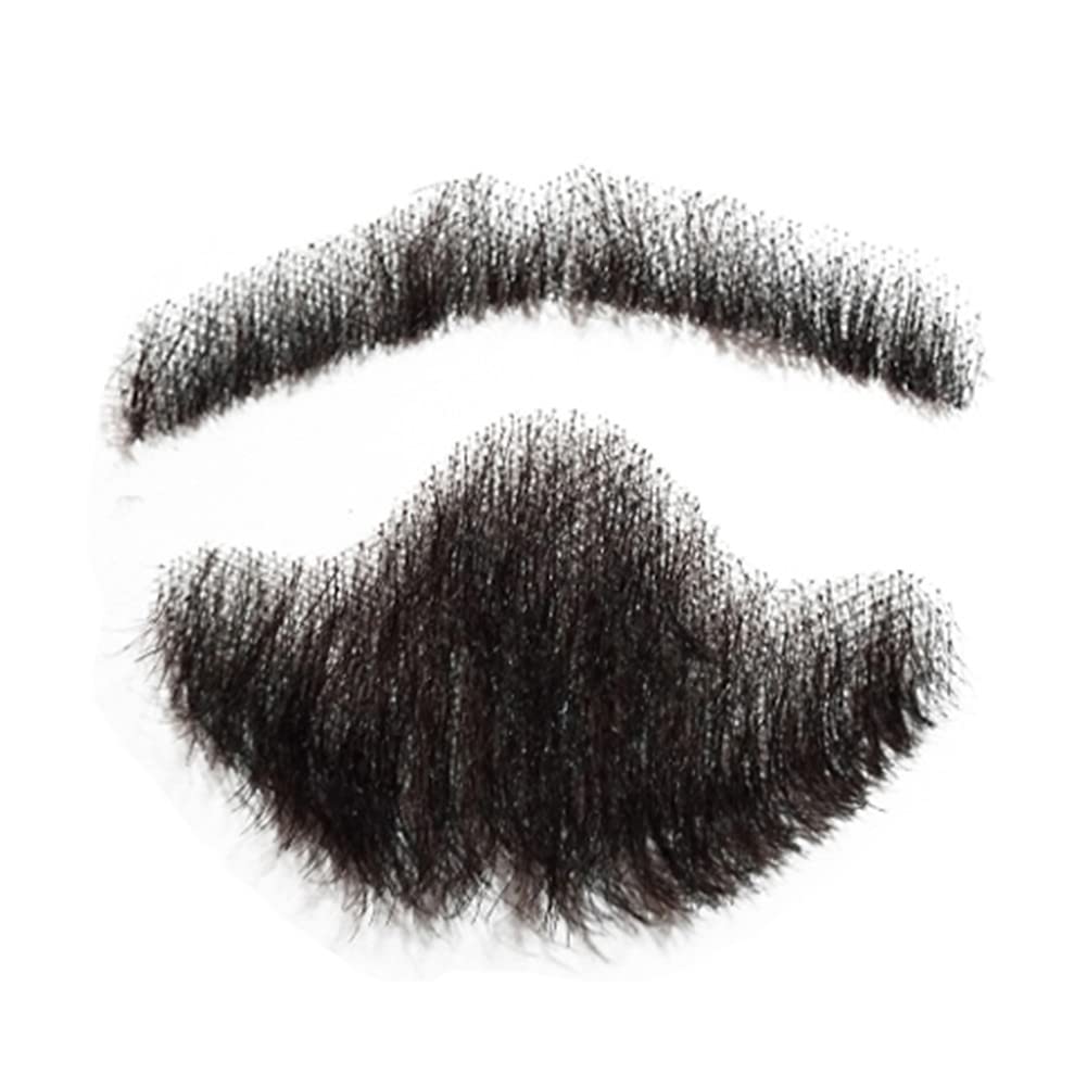 Remeehi Naturale Nero Barba Dei Capelli Umani Del Merletto Fatti A Mano Baffi Del Viso Costume