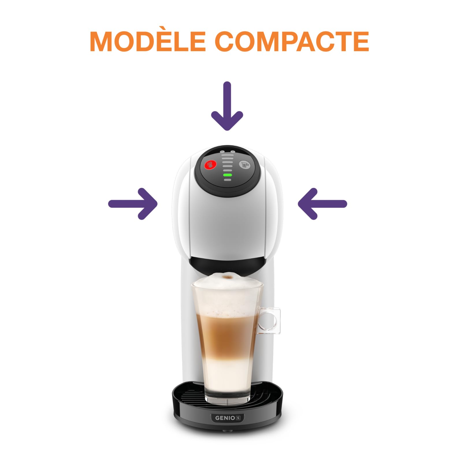Krups - Nescafé Dolce Gusto Genio S Machine à café 0,8 L - 15 bars - Blanc | Cafetière dosette multi-boissons - Prépare 30 variétés chaudes ou froides - compacte et personnalisable - Pression 15 bars