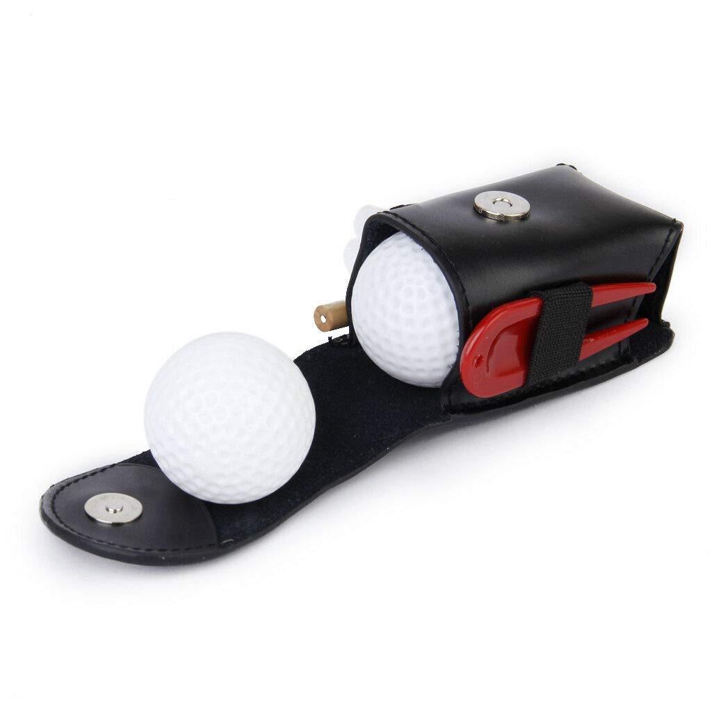 3NH® Portable Leather Clip On Golf Ball Holder Pouch Bag 2 Balls Golfer Aid Black-image-32