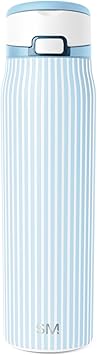 Simple Modern Mesa Loop Water Bottle with Covered Straw and Handle | 30oz Cup Holder Friendly Insulated Stainless Steel Bottles for Travel, Sports and School | Seaside Stripes