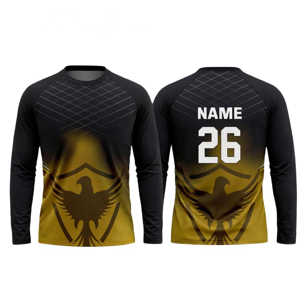 Custom Name and Number Lightweight Full Sleeves Cricket & Multi-Sports Jersey T-Shirt for Men & Boys (Small to XXL)-picture-10