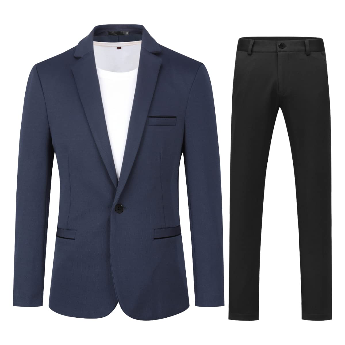 Allthemen Herren Anzug Stretch 2 Teilig Herrenanzug Slim Fit Business Hochzeitsanzug 1 Knopf für Männer