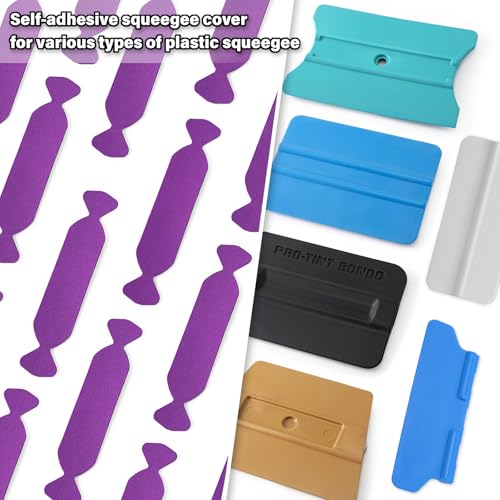 Image of Gomake Vinyl Squeegee Buffer 30PCS Pre-Cut Felt Microfiber Squeegee Pads for Window Tint Wet or Dry Vinyl /PPF Application (Purple)