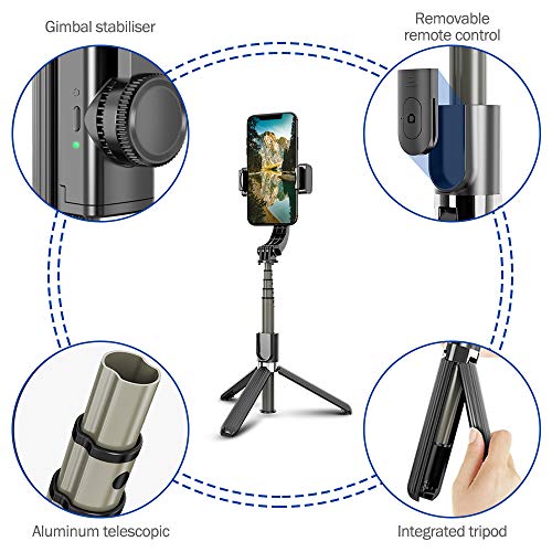 Selfie-Stick, Handy-Stativ, Anti-Shake, ausziehbarer Bluetooth-Selfie-Stick, abnehmbare Fernbedienung, 360° drehbar für… – Bild 5