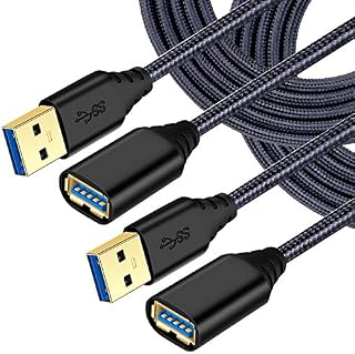 Besgoods USB Extension, 2-Pack 10ft Braided USB 3.0 Extension Cable - A Male