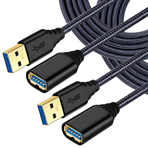 Besgoods USB Extension, 2-Pack 10ft Braided USB 3.0 Extension Cable - A Male