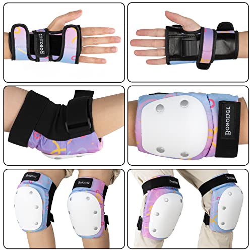 image for BOSONER Adult/Women/Kid Knee Pads Elbow Pads Wrist Guard 6 in 1 Protec