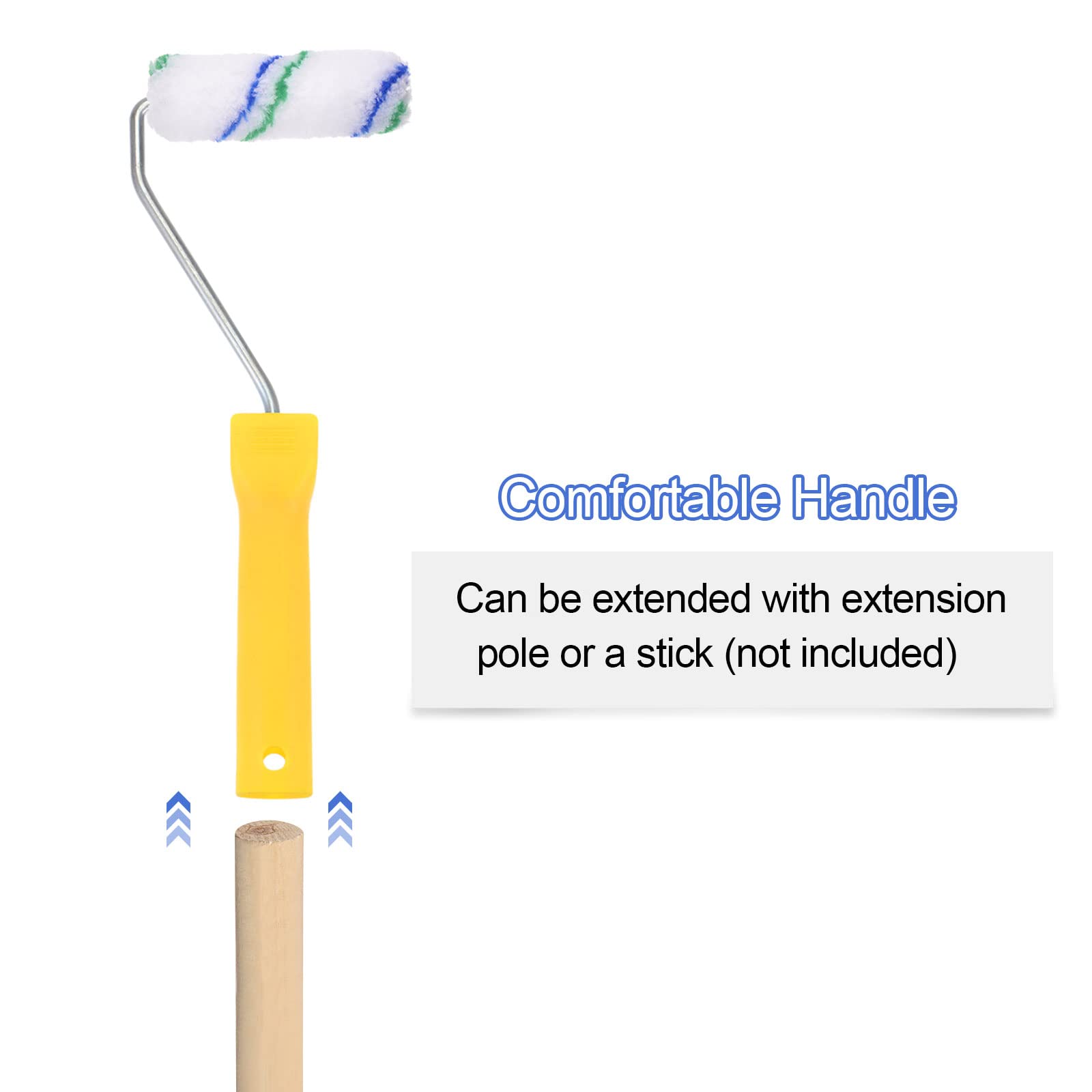 HARFINGTON Kit de 100 rodillos de pintura de 4 pulgadas, cepillo de rodillo de pintura pequeño de fibra de poliéster con mango de 5 pulgadas de longitud, suministros de pintura de pared
