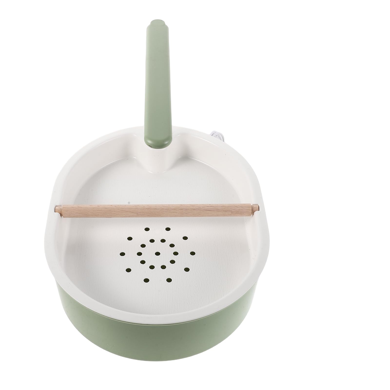 Baño de Ducha para Pájaros Automático con Bomba Ajustable, Bañera Interior de Plástico Azul Grisáceo con Tubo Transparente de 20 Cm y Perchero de Madera de Haya, Accesorio